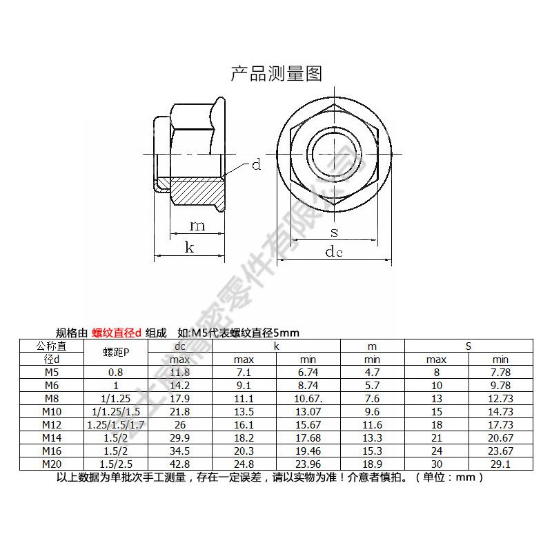 DIN6926法兰面尼龙锁紧螺母 防松自锁螺帽3_规格