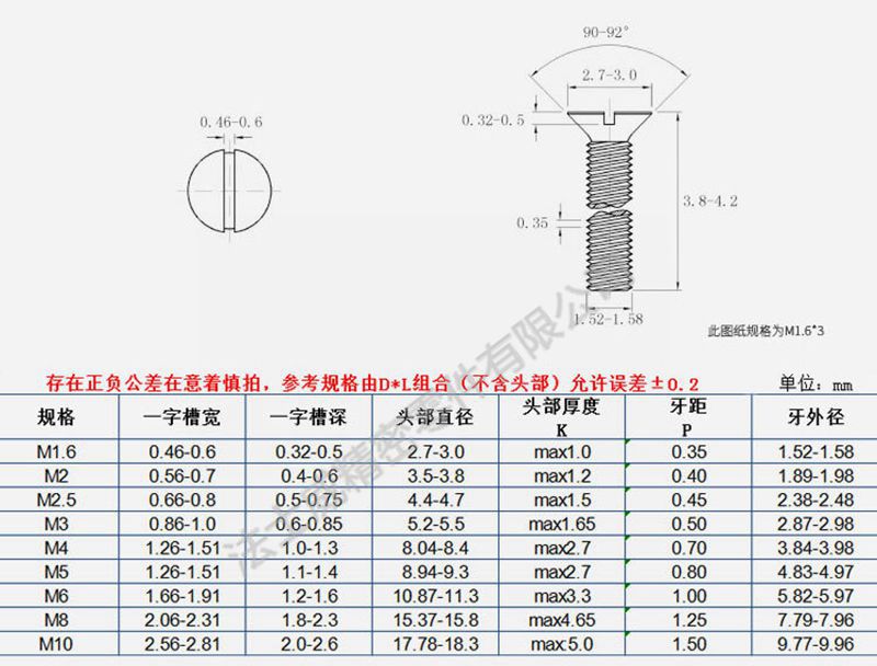 
GB68开槽沉头螺钉 一字槽平头螺丝-规格